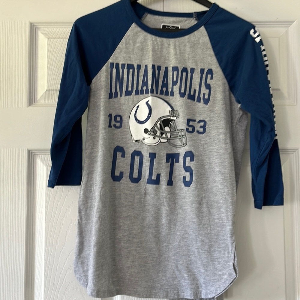 NFL Indianapolis Colts Blue and Gray Women's Jersey Top